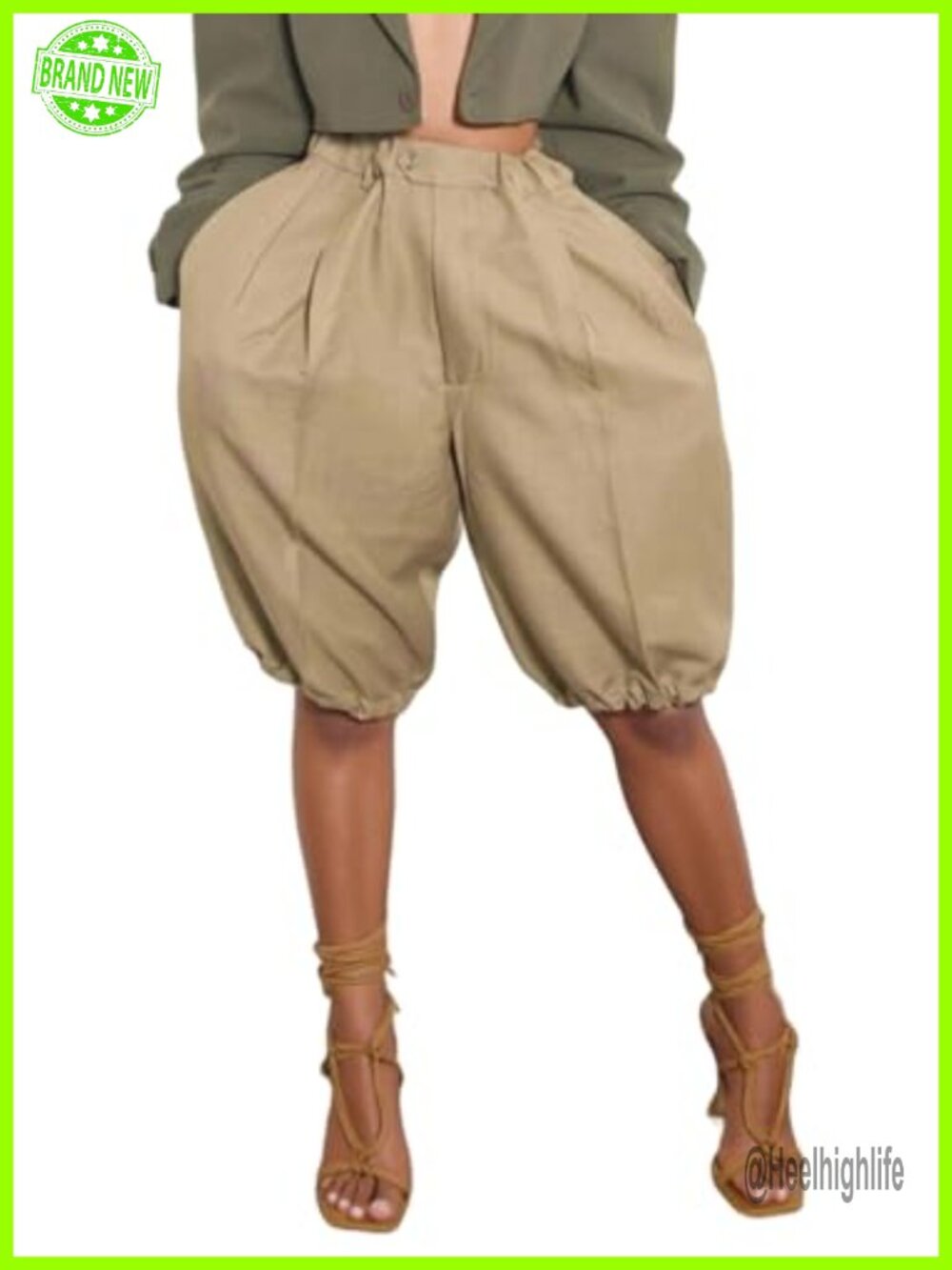 Women's High Rise Balloon Wide Leg Bermuda Shorts Baggy Bubble Puff
